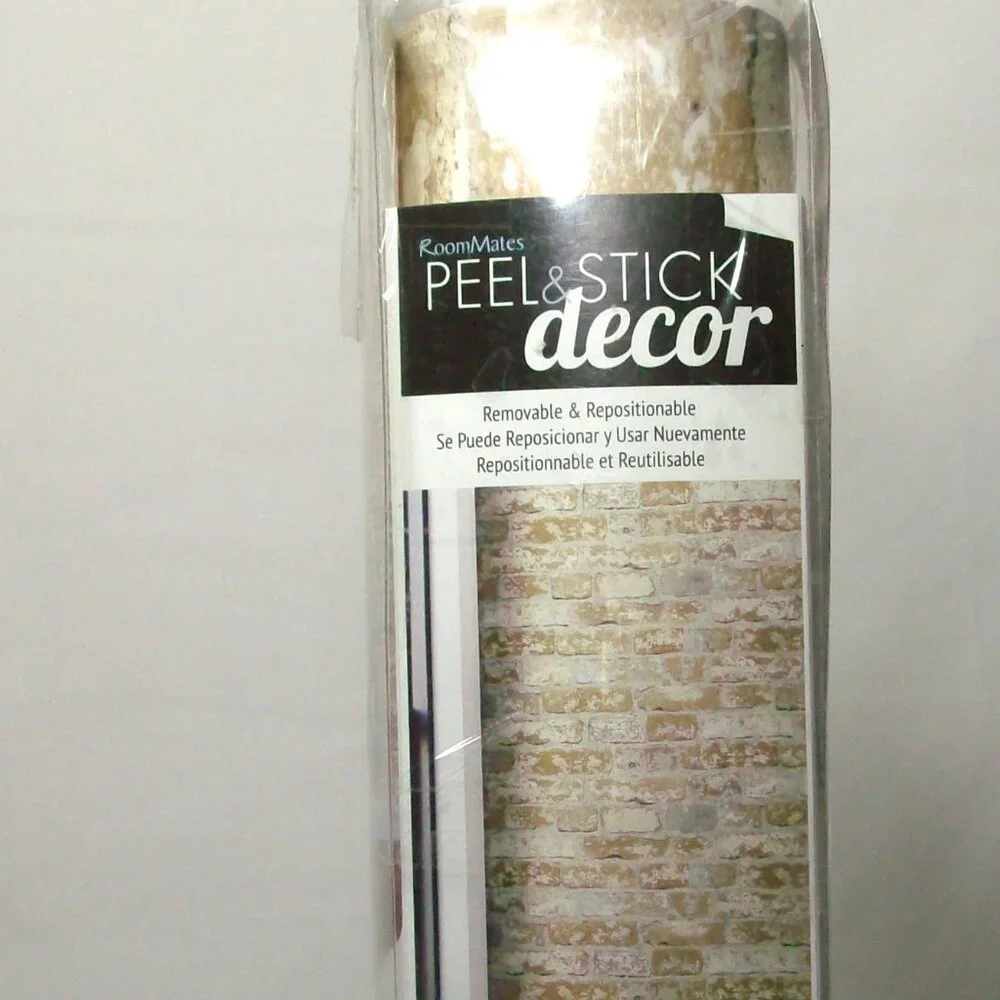 Roommates Décor Peel & Stick Wallpaper Tan Brick Pattern